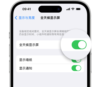 肃宁苹果15预约维修分享iPhone15如何设置全天候显示屏幕可见 